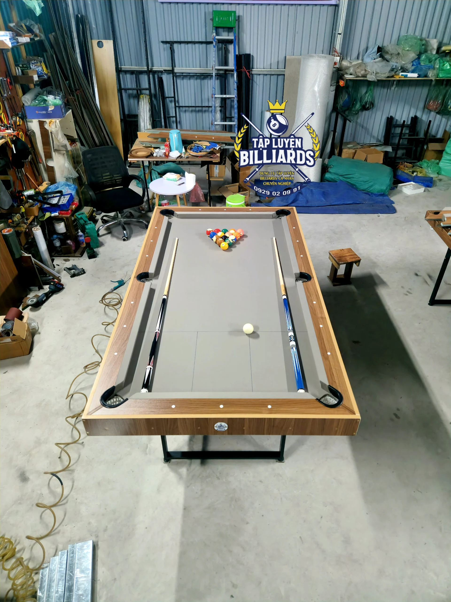 Bàn bida mini 6 Lỗ Plus dài 2M1x1M2, Chân gấp gọn, sử dụng bóng CLB của Tập Luyện Billiards