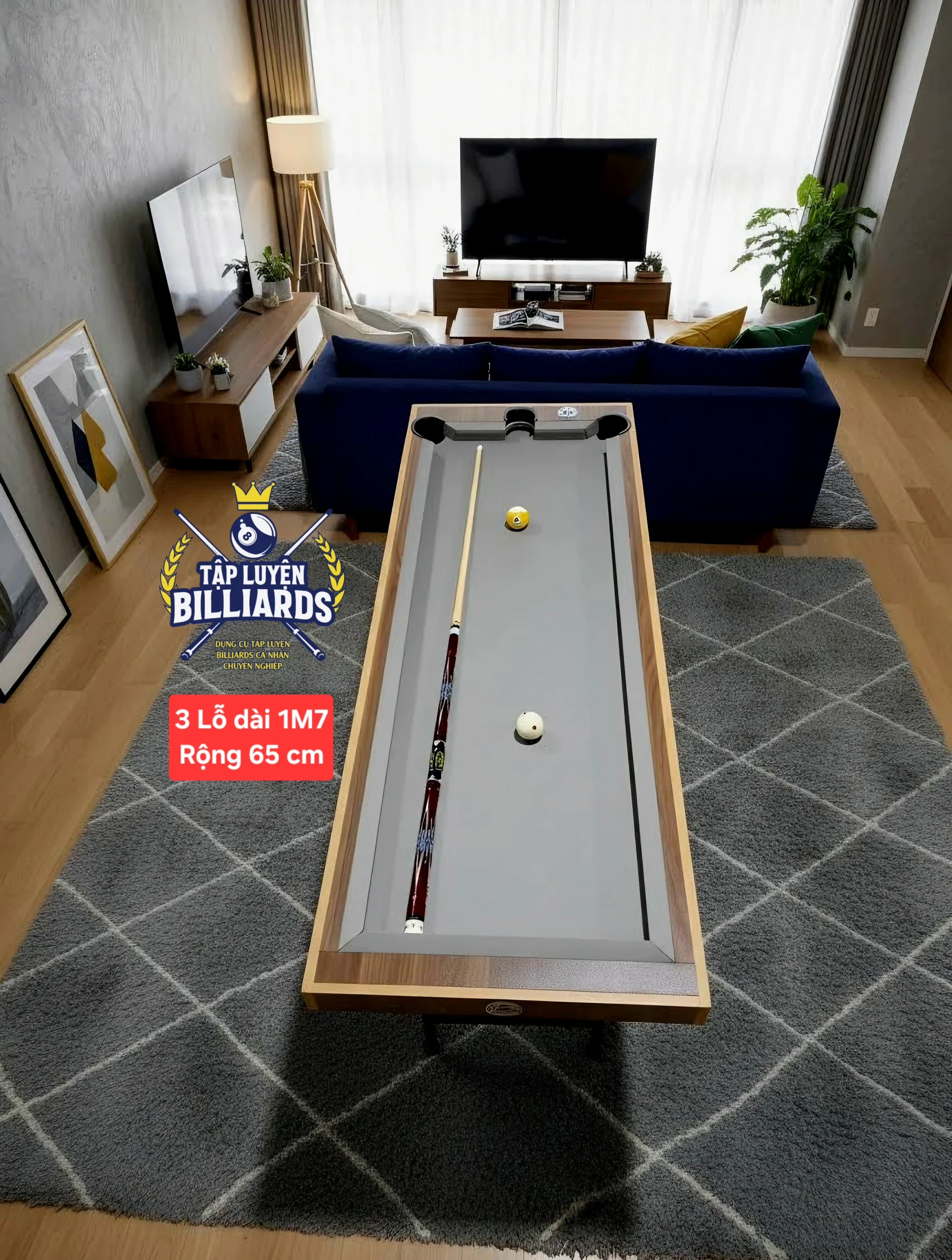 MẪU MỚI – Bàn tập Billards 3 lỗ Tại nhà Chân Gấp gọn dài 1M7, rộng 65cm – Bàn tập bida 3 lỗ – Bàn tập bida tại nhà, phù hợp không gian gia đình của Tập Luyện Billards