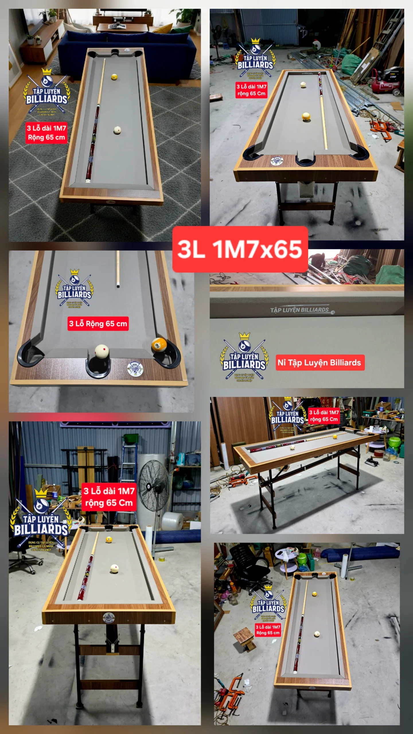 MẪU MỚI – Bàn tập Billards 3 lỗ Tại nhà Chân Gấp gọn dài 1M7, rộng 65cm – Bàn tập bida 3 lỗ – Bàn tập bida tại nhà, phù hợp không gian gia đình của Tập Luyện Billards
