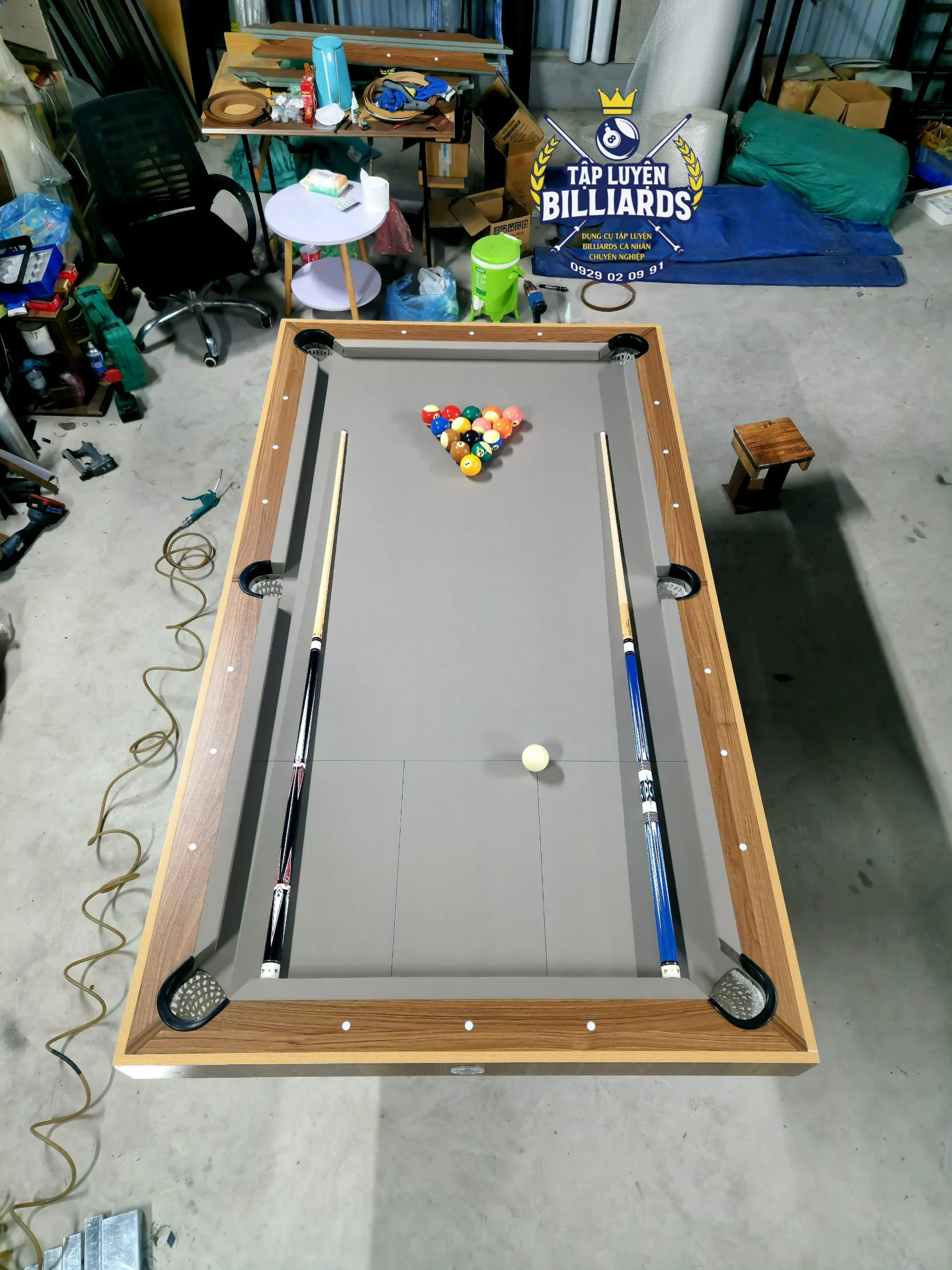 Bàn bida mini 6 Lỗ Plus dài 2M1x1M2, Chân gấp gọn, sử dụng bóng CLB của Tập Luyện Billiards