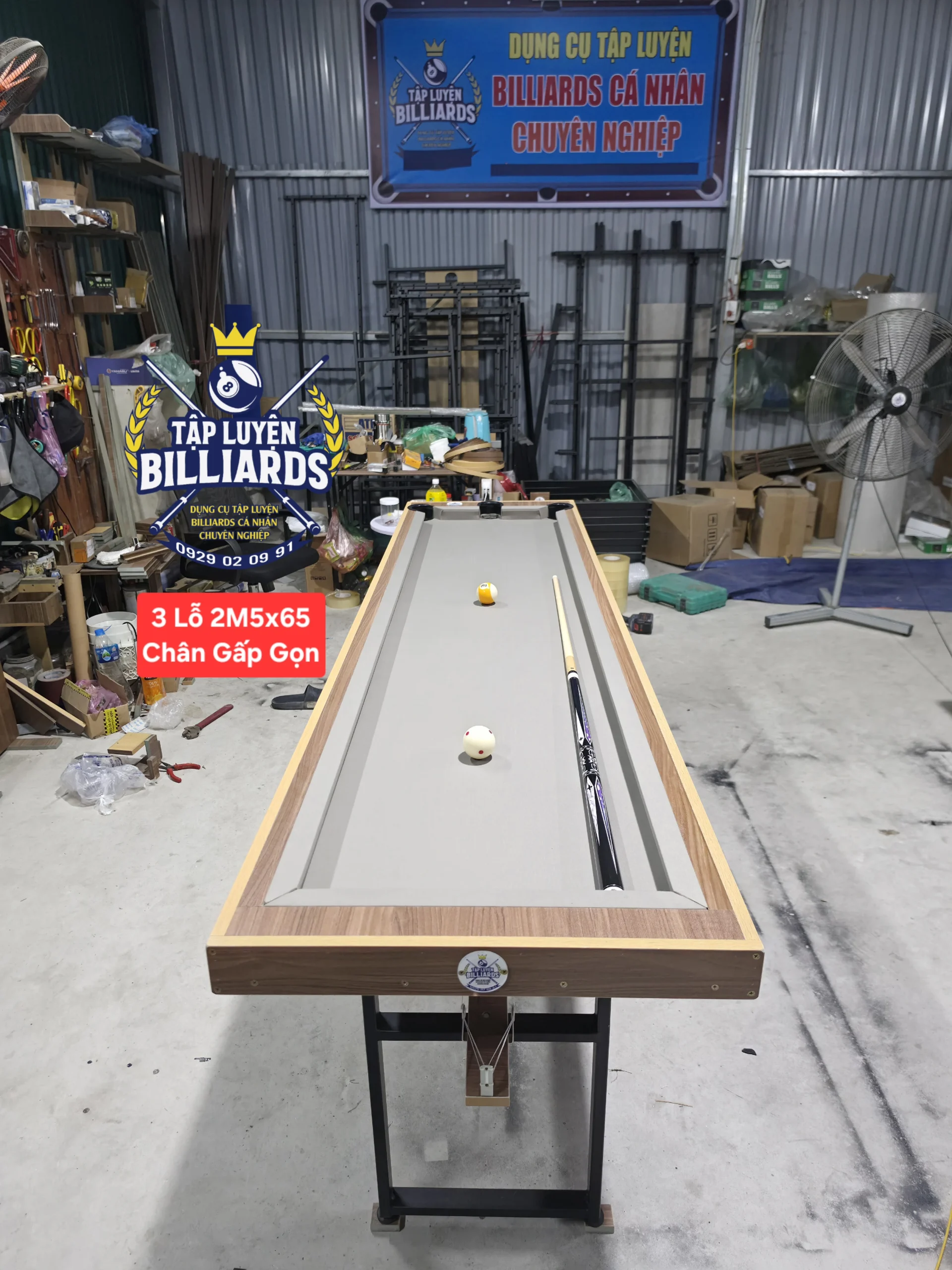 MẪU MỚI – Bàn tập Billiards 3 lỗ Tại nhà Chân Gấp gọn dài 2M5, rộng 65cm [ Chiều dài lọt lòng kém lọt lòng bàn CLB 30 cm ] – Bàn tập bida 3 lỗ – Bàn tập bida tại nhà, phù hợp không gian gia đình của Tập Luyện Billiards