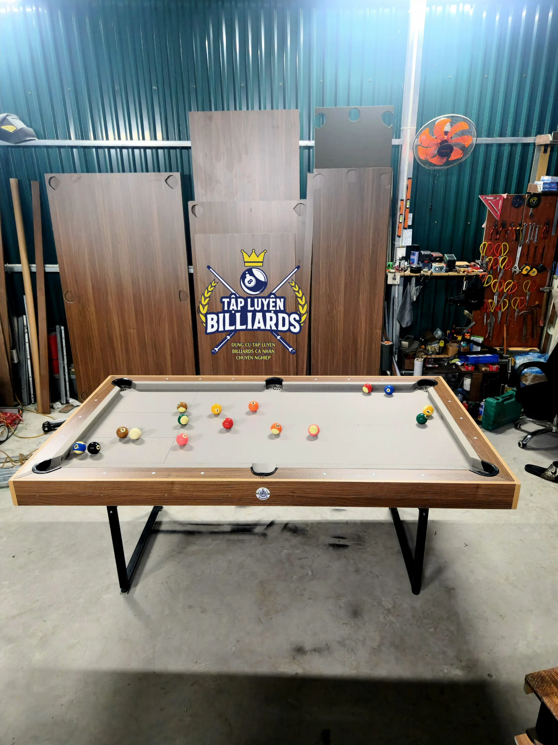 Bàn bida mini 6 Lỗ Plus dài 2M1x1M2, Chân gấp gọn, sử dụng bóng CLB của Tập Luyện Billiards