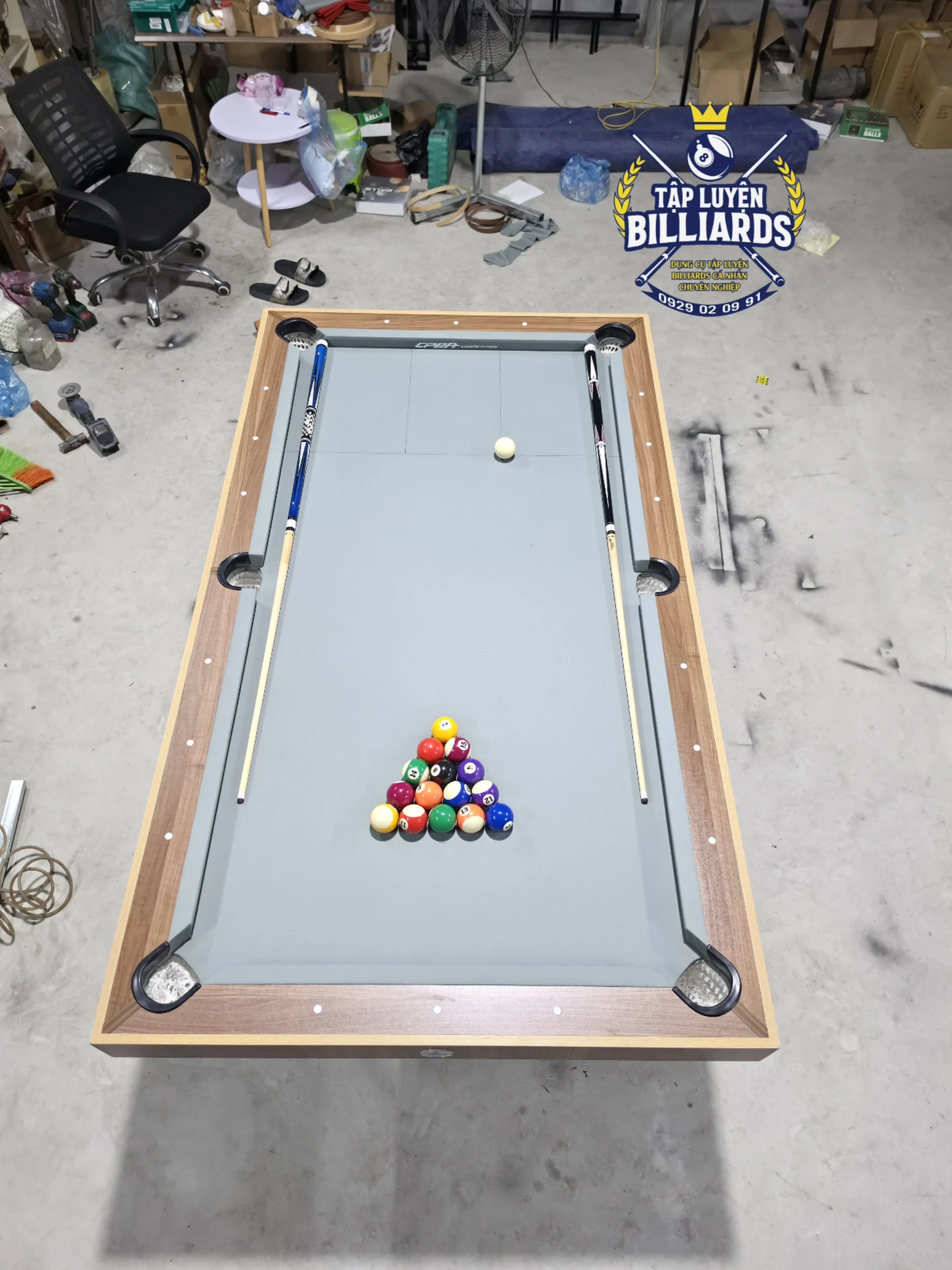 Bàn bida mini 6 Lỗ Plus dài 2M1x1M2, Chân gấp gọn, sử dụng bóng CLB của Tập Luyện Billiards – Nâng cấp nỉ CLB : CPBA