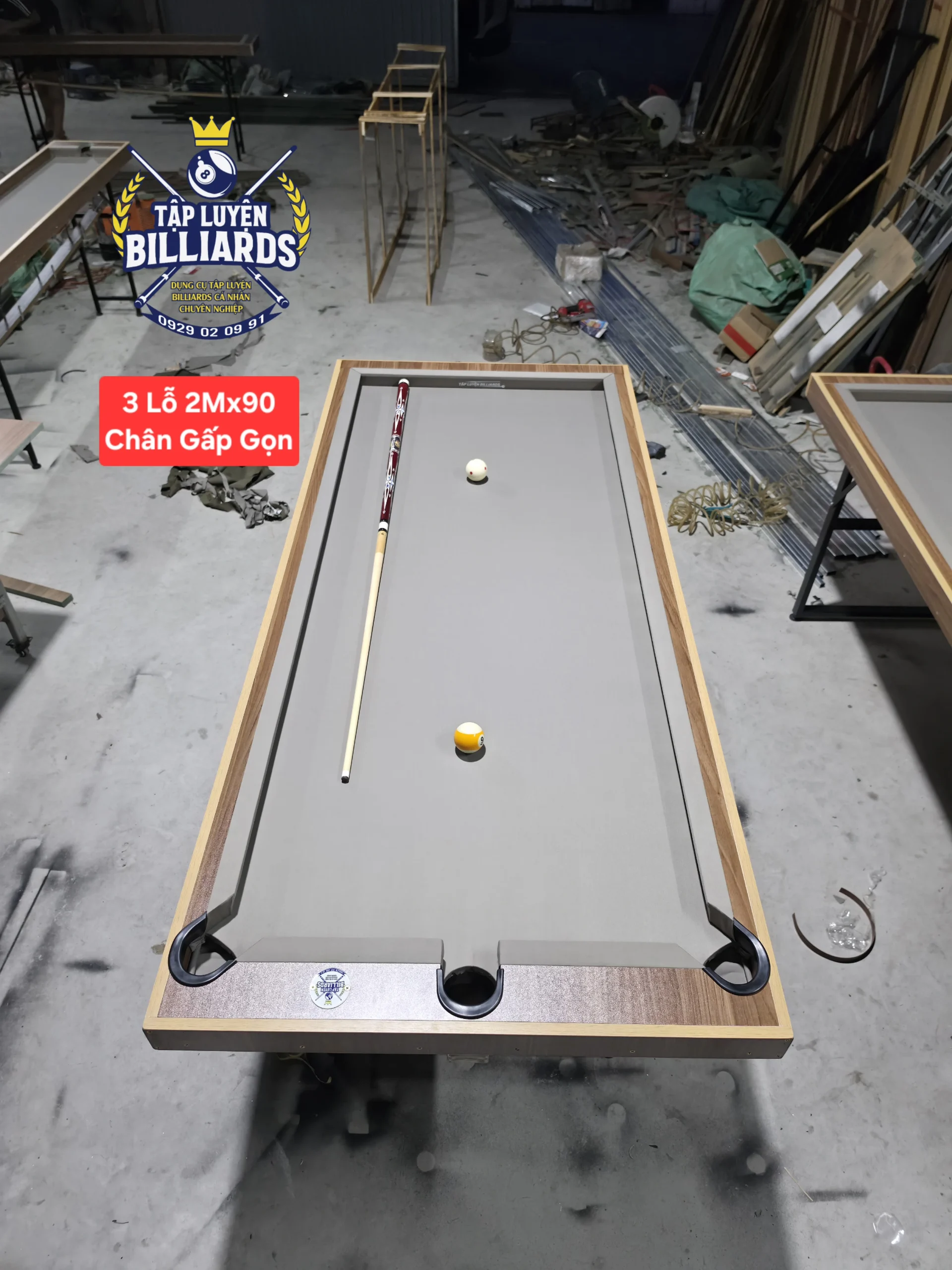 MẪU MỚI – Bàn tập Billiards 3 lỗ Tại nhà Chân Gấp gọn dài 2M , rộng 90cm – Bàn tập bida 3 lỗ – Bàn tập bida tại nhà, phù hợp không gian gia đình của Tập Luyện Billiards