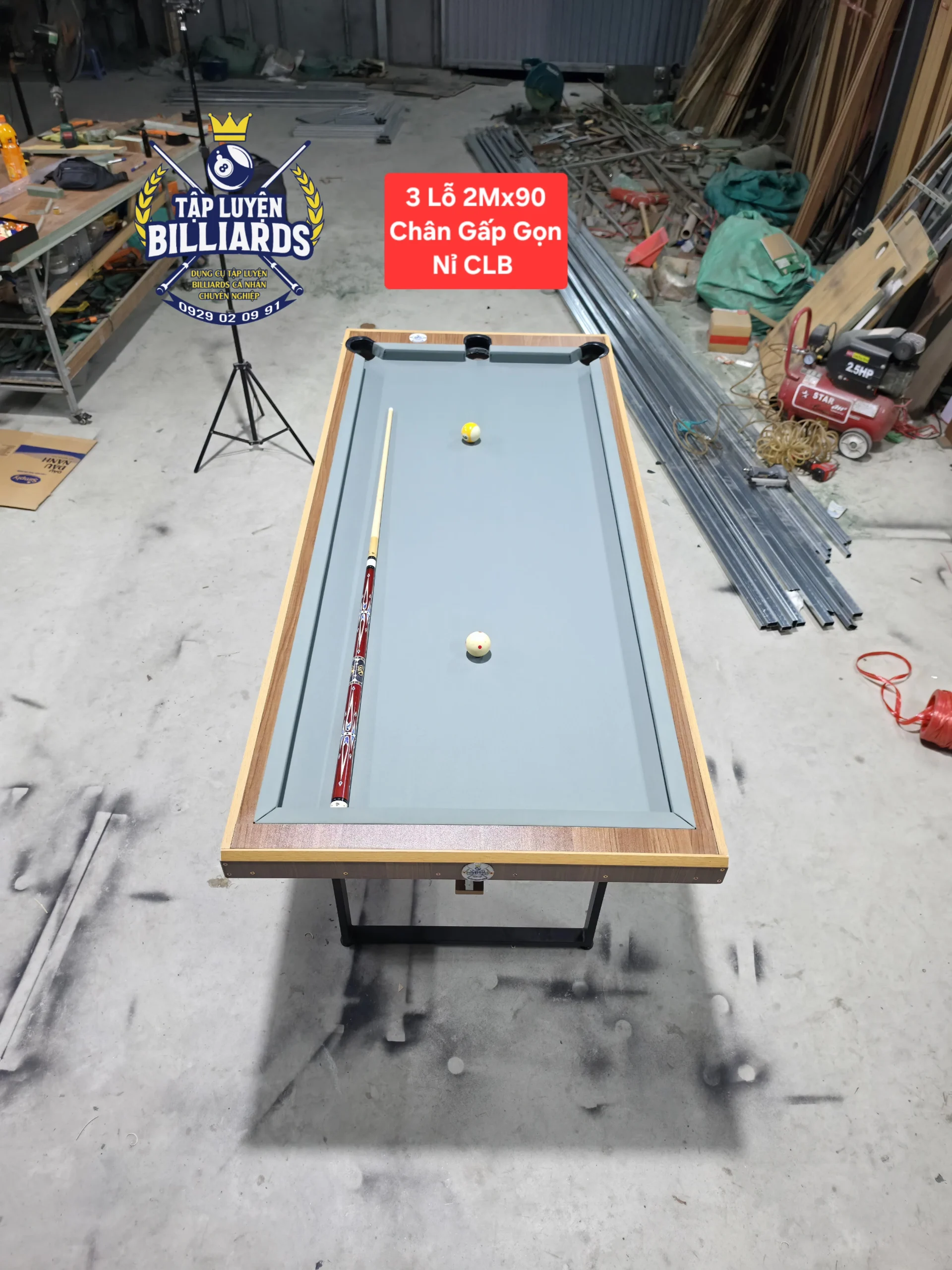 MẪU MỚI – Bàn tập Billiards 3 lỗ Tại nhà Chân Gấp gọn dài 2M , rộng 90cm – Bàn tập bida 3 lỗ – Bàn tập bida tại nhà, phù hợp không gian gia đình của Tập Luyện Billiards