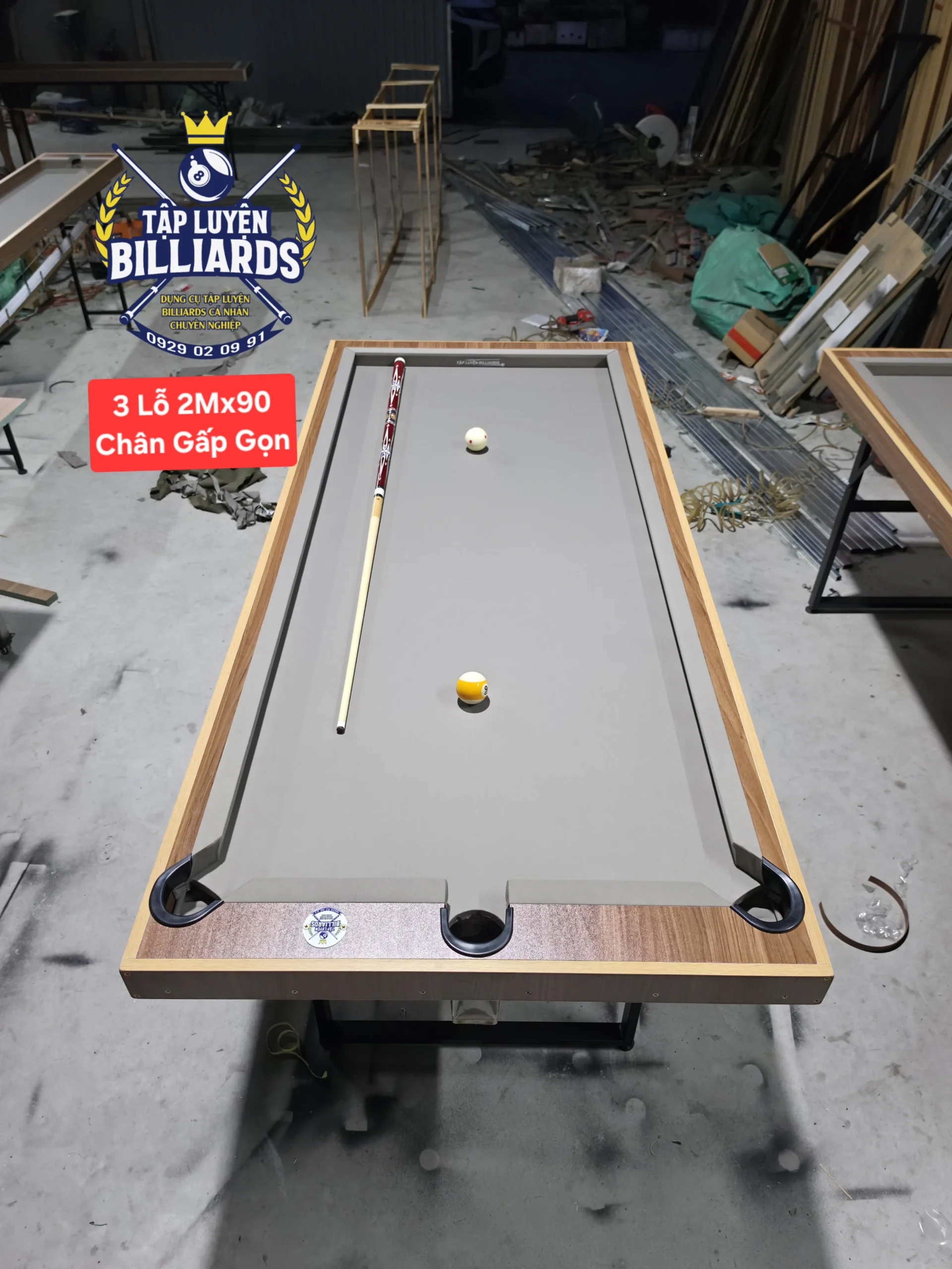 MẪU MỚI – Bàn tập Billiards 3 lỗ Tại nhà Chân Gấp gọn dài 2M , rộng 90cm – Bàn tập bida 3 lỗ – Bàn tập bida tại nhà, phù hợp không gian gia đình của Tập Luyện Billiards