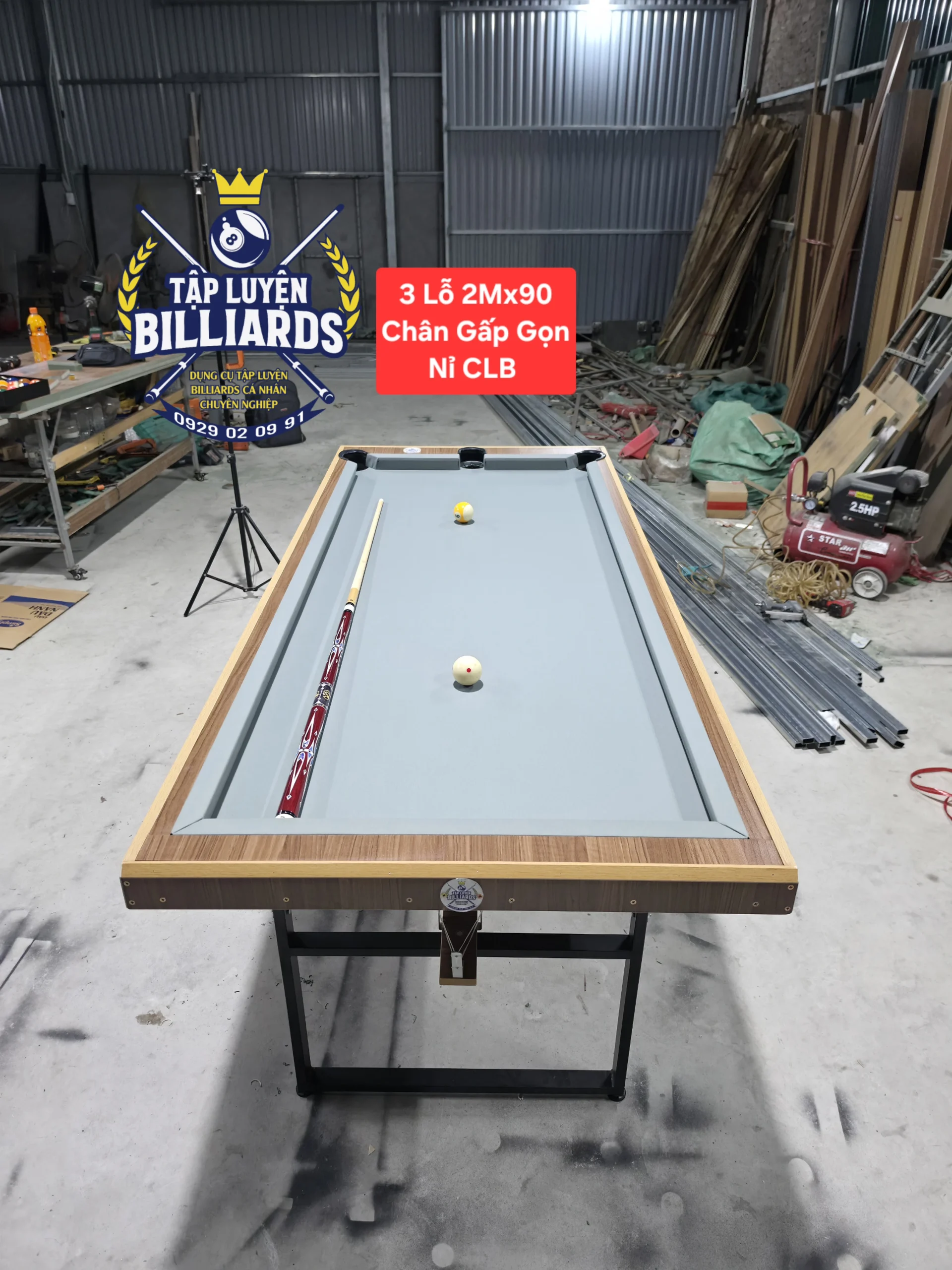 MẪU MỚI – Bàn tập Billiards 3 lỗ Tại nhà Chân Gấp gọn dài 2M , rộng 90cm – Bàn tập bida 3 lỗ – Bàn tập bida tại nhà, phù hợp không gian gia đình của Tập Luyện Billiards