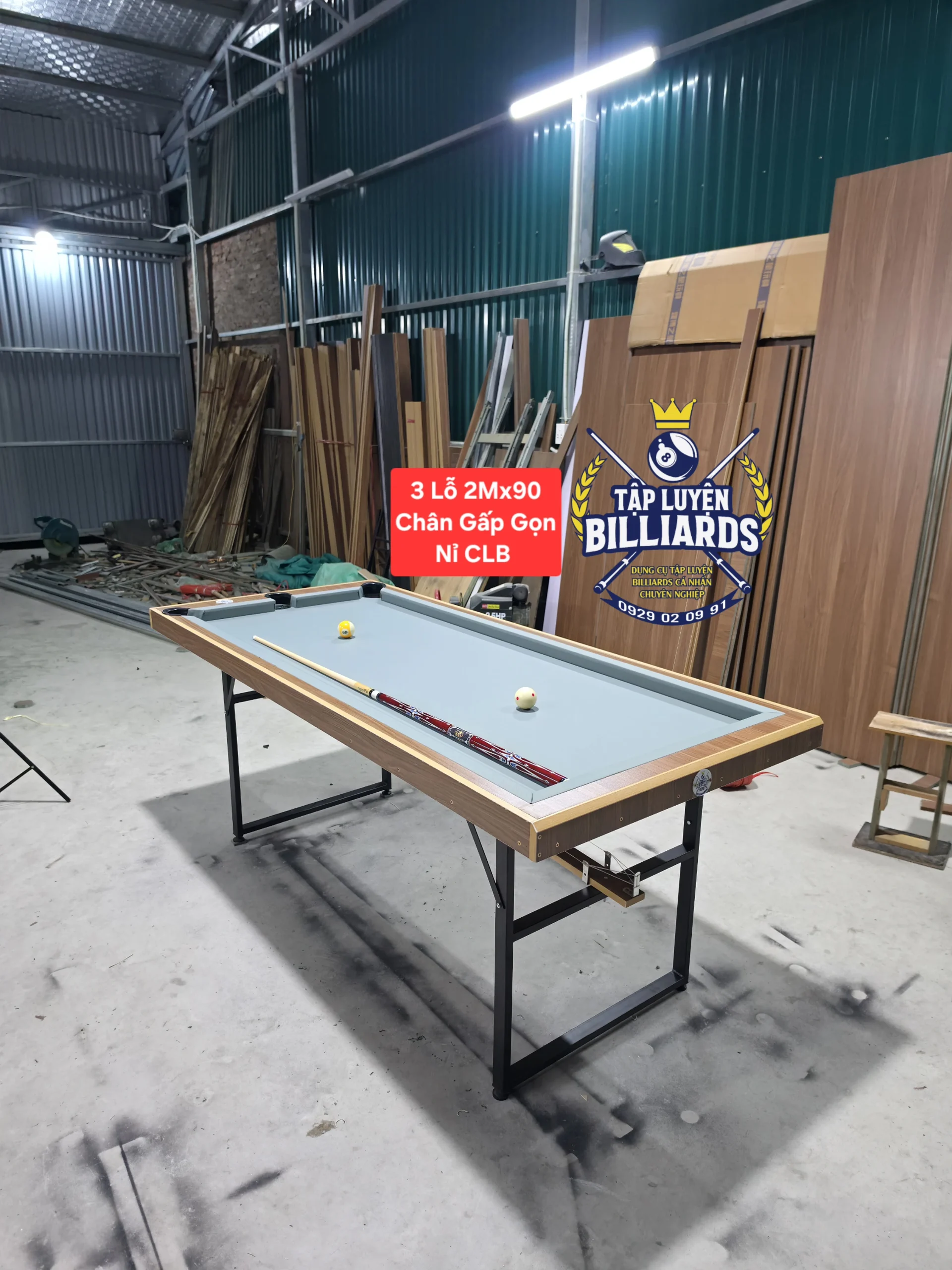 MẪU MỚI – Bàn tập Billiards 3 lỗ Tại nhà Chân Gấp gọn dài 2M , rộng 90cm – Bàn tập bida 3 lỗ – Bàn tập bida tại nhà, phù hợp không gian gia đình của Tập Luyện Billiards