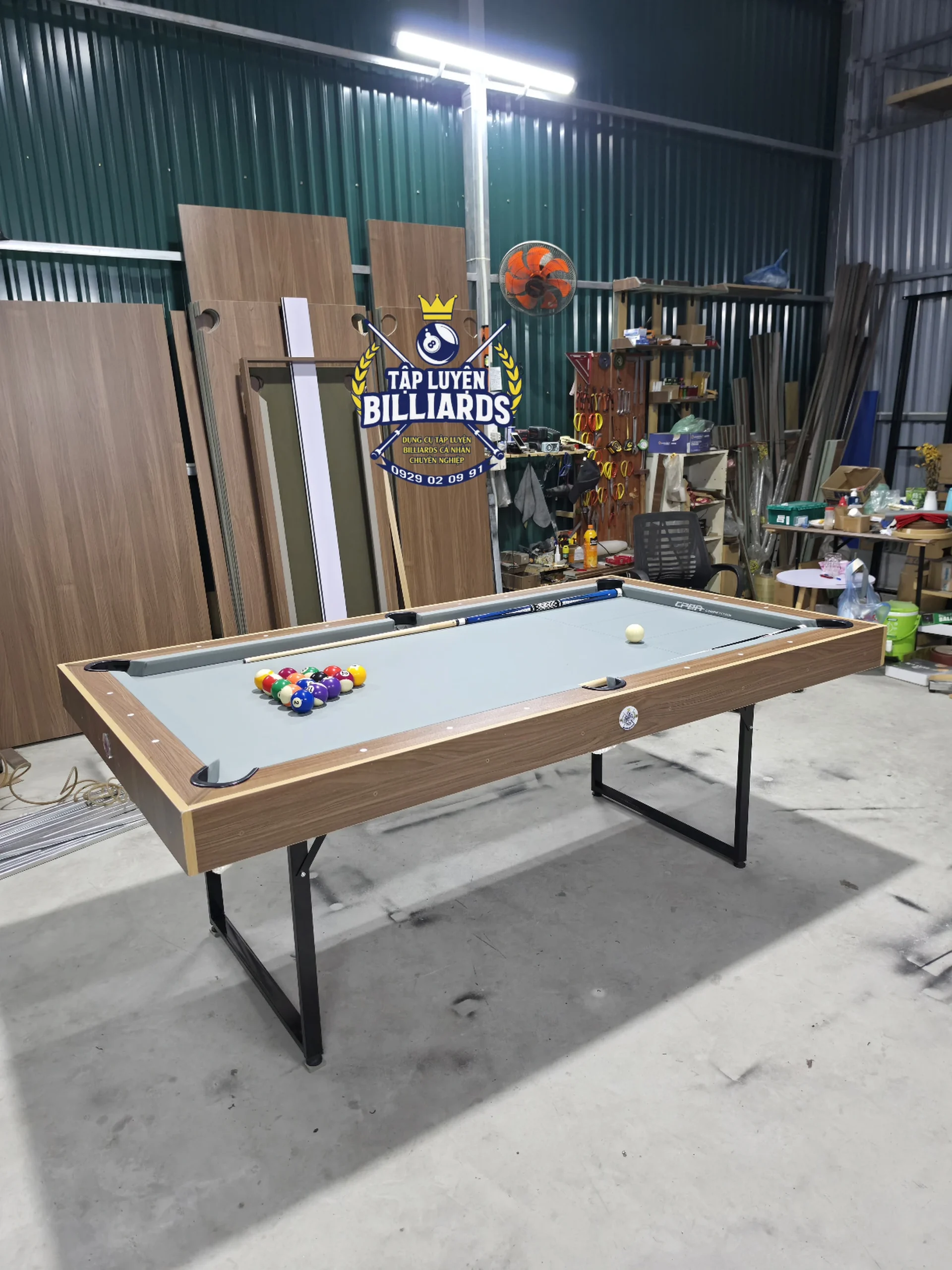 Bàn bida mini 6 Lỗ Plus dài 2M1x1M2, Chân gấp gọn, sử dụng bóng CLB của Tập Luyện Billiards – Nâng cấp nỉ CLB : CPBA
