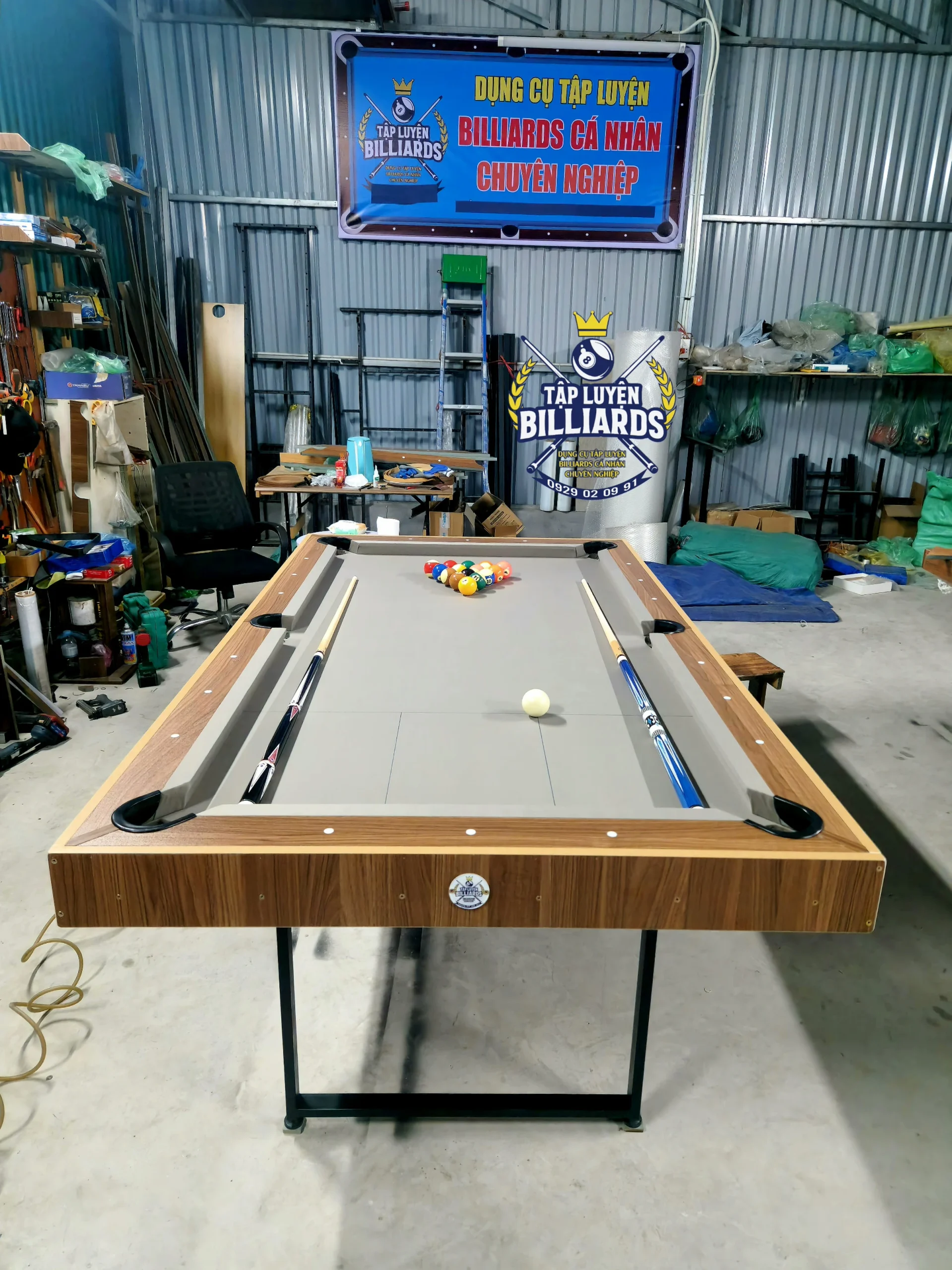 Bàn bida mini 6 Lỗ Plus dài 2M1x1M2, Chân gấp gọn, sử dụng bóng CLB của Tập Luyện Billiards